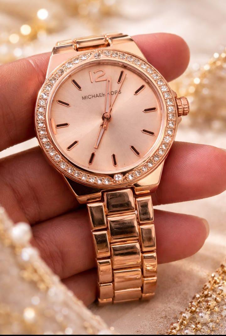 Premium Stone Case Women's Watch by Zenvo Watches with Elegant Crystal Design