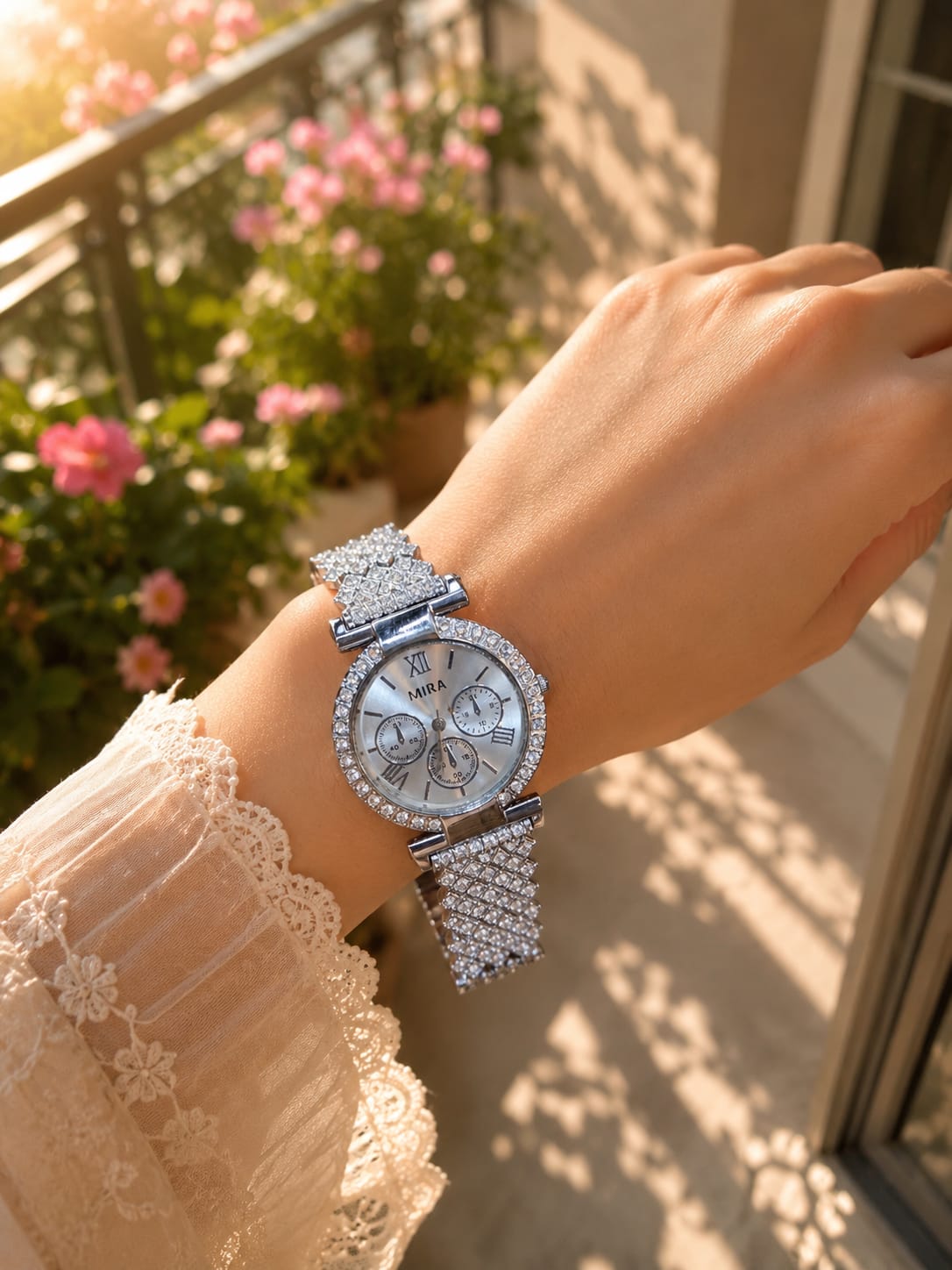 Crystal Iced Bezel Luxury Watch with Full Stone Strap by Zenvo Watches